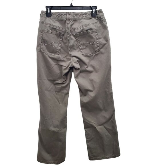 Chico's Women's Olive Gem Studded Khaki Bootcut Chino Pants Size 0.5 Short (6) - Picture 7 of 7